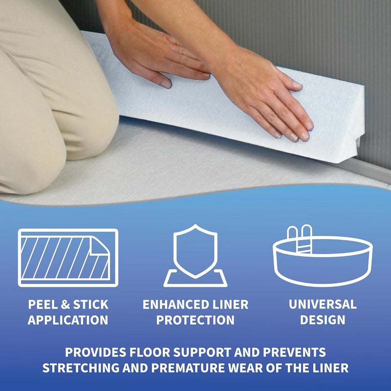 Blue Wave 48-in Peel and Stick Above Ground Pool Cove – Durable HDPE Foam Strips for Protecting Vinyl Liners – Made with Adhesive Backing for Easy and Secure Installation - 12-Pack, White - Image 3